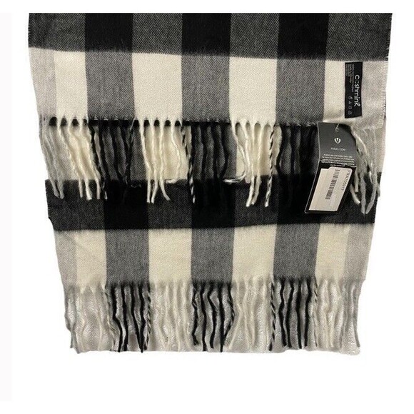 FRAAS CASHMINK Buffalo Check Fringe Scarf Preppy Casual Winter - Picture 5 of 10
